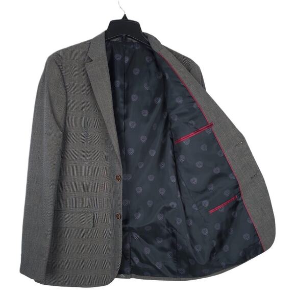 Vince Camuto Men's Slim-Fit Super Stretch Suit Jacket Grey Plaid 42L NWT - Picture 2 of 7